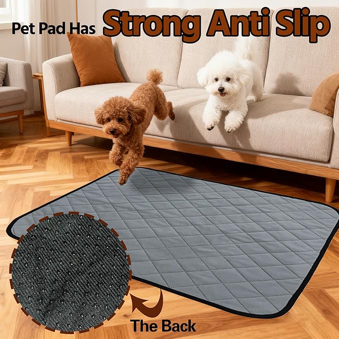 Washable Pee Pads for Dogs,Waterproof Dog Training Pads,Playpen Mat,Non-Slip Potty Pads,Super Absorbent Whelping Pads,Puppy Pad with Rounded Corn,Potty Pads (18x24(2 Pack))
