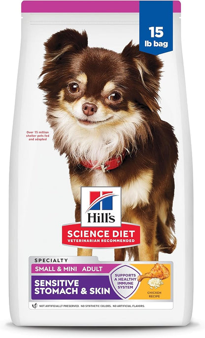 Hill's Science Diet Adult Sensitive Stomach & Skin Small & Mini Dry Dog Food, Chicken, 15 lb. Bag (Updated Formula)