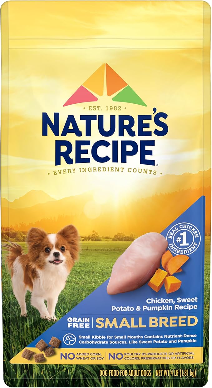 Nature's Recipe Grain Free Small Breed Dry Dog Food, Chicken, Sweet Potato & Pumpkin Recipe, 4 lb. Bag