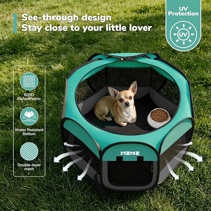 Dog Cat Playpen, Portable Puppy Pet Crate Indoor for Small Dogs Cats Rabbits, Foldable Dog Cage Enclosure for Outdoor, Pop Up Dogs Tent Kennel with Carrying Case, Blue