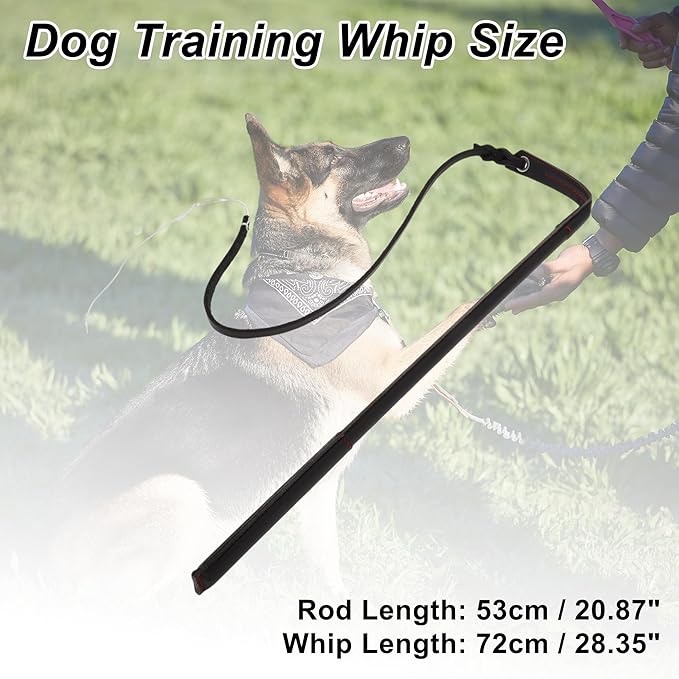 Dog Training Whip, Dog Agitation Stick Flog Teaser Wand, Dog Target Stick Outdoor Playing, for Pulling, Chasing, Training, 20.87" Rod Length, Black