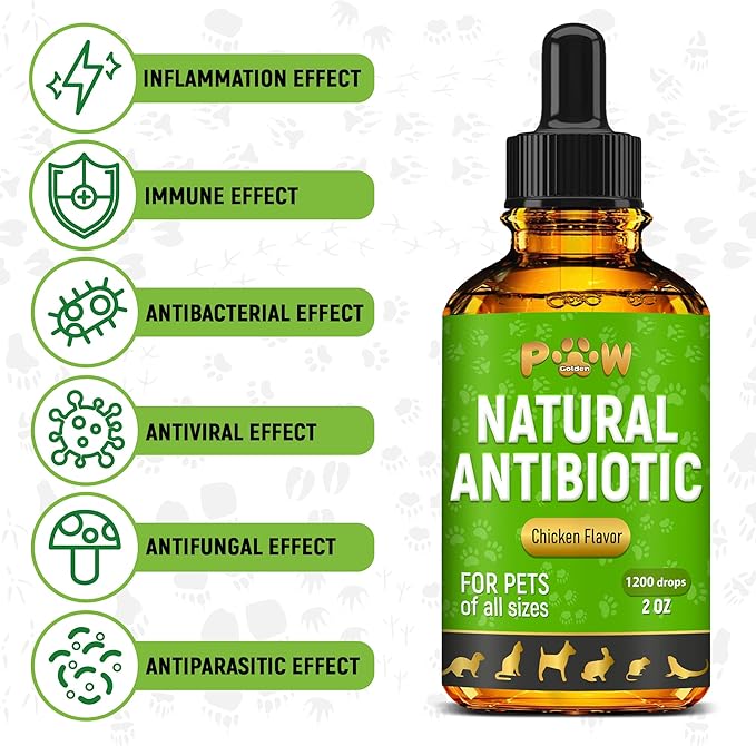Pet Antibiotics for Cats, Dogs, Rabbits – Works Well As Fish, Poultry, Reptile, Turtle, & Chicken Antibiotics – Helps with UTIs, Allergies, Runny Nose – Herbal Supplement for Digestive Support – 2 Oz