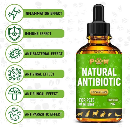 Pet Antibiotics for Cats, Dogs, Rabbits – Works Well As Fish, Poultry, Reptile, Turtle, & Chicken Antibiotics – Helps with UTIs, Allergies, Runny Nose – Herbal Supplement for Digestive Support – 2 Oz