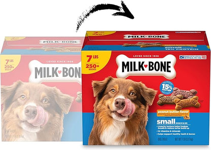 Milk-Bone Peanut Butter Flavor Naturally & Artificially Flavored Dog Biscuits - Crunchy Dog Treats - 7 Pounds (Packaging Design May Vary)