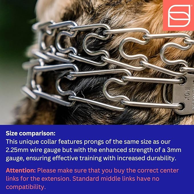 Herm Sprenger Stainless Steel Dog Collar with Short Links and Quick Release ClicLock Buckle Made in Germany (Stainless Steel, 20in x 3.0mm (Neck Size up to 16-17in))