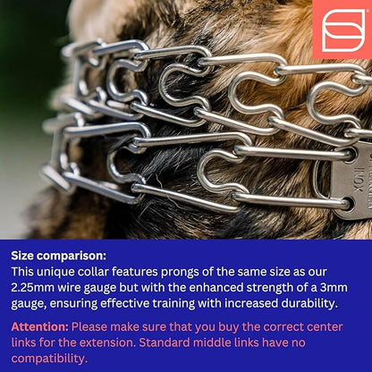 Herm Sprenger Stainless Steel Dog Collar with Short Links and Quick Release ClicLock Buckle Made in Germany (Stainless Steel, 20in x 3.0mm (Neck Size up to 16-17in))