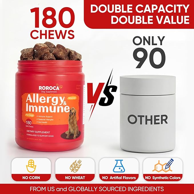 Dog Allergy Chews, Allergy Relief & Itch Relief for Dogs,Probiotics for Dogs,Seasonal Allergy Relief Immune Support,Itchy Skin and Itchy Ear(Premium Pack)