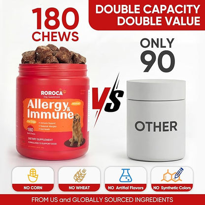 Dog Allergy Chews, Allergy Relief & Itch Relief for Dogs,Probiotics for Dogs,Seasonal Allergy Relief Immune Support,Itchy Skin and Itchy Ear(Premium Pack)