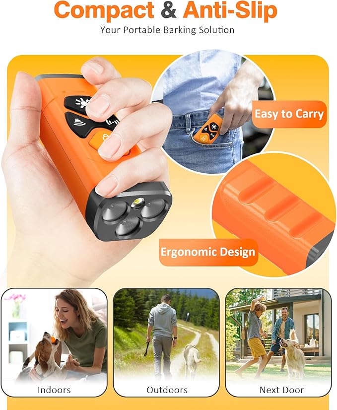 Dog Bark Deterrent Devices | Stop Your & Neighbor’s Dog Barking | 3X Ultrasonic & 23ft Range Anti Barking Device | Dog Behavior Correction Training Indoor Outdoor