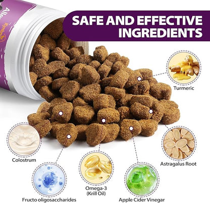 Dog Allergy Chews for Itchy Skin and Seasonal Allergies, Dog Allergy and Itching Skin Relief with Probiotics and Turmeric, Allergy Paw Relief and Dogs Coat Immune -160ct