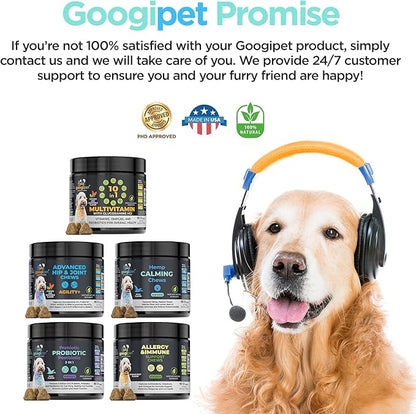 Googipet Daily Hemp Calming Chews for Dogs - Separation Anxiety Relief for Dogs, Non-Drowsy Dog Calming Chews Dog Anxiety Relief Treats with Valerian Root, & Hemp