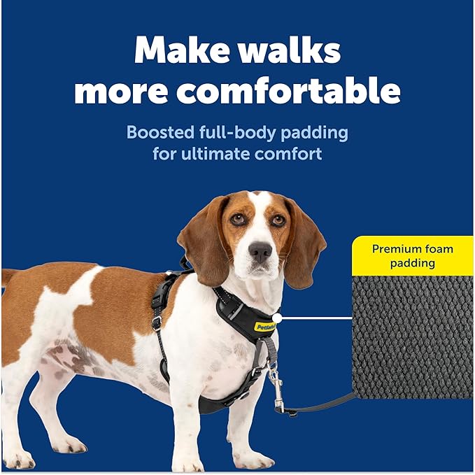 PetSafe Easy Walk Comfort No-Pull Dog Harness - Better Walk Training Harness - Full Body Padded Design - Durable Fabric - 5 Point Adjustable Fit - Everyday Leash Training - Black - Small/Medium