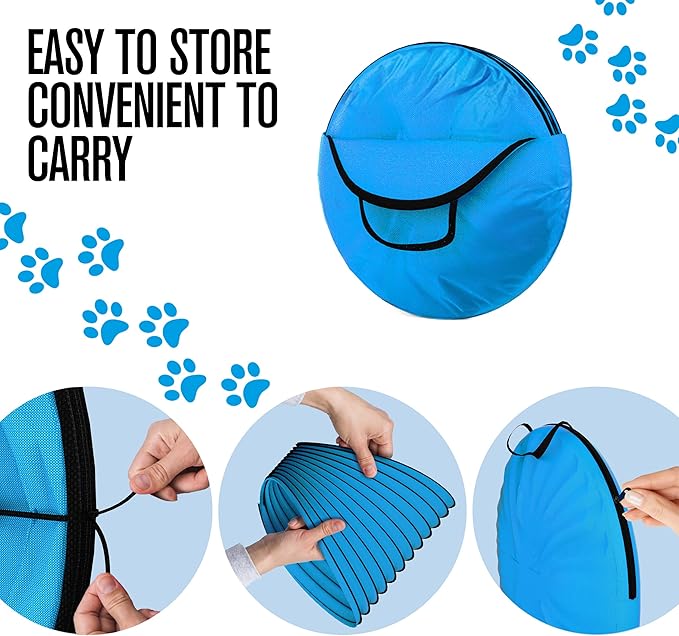 Houseables Dog Tunnel, Dog Agility Tunnel, Agility Equipment, 18 Feet, Puppy Obstacle Course, Pet Playground, Crawling, Small, Medium, Large, Indoor/Outdoor, Play, Pop Up Set, Exercise Tube, Toy, Blue