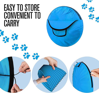 Houseables Dog Tunnel, Dog Agility Tunnel, Agility Equipment, 18 Feet, Puppy Obstacle Course, Pet Playground, Crawling, Small, Medium, Large, Indoor/Outdoor, Play, Pop Up Set, Exercise Tube, Toy, Blue