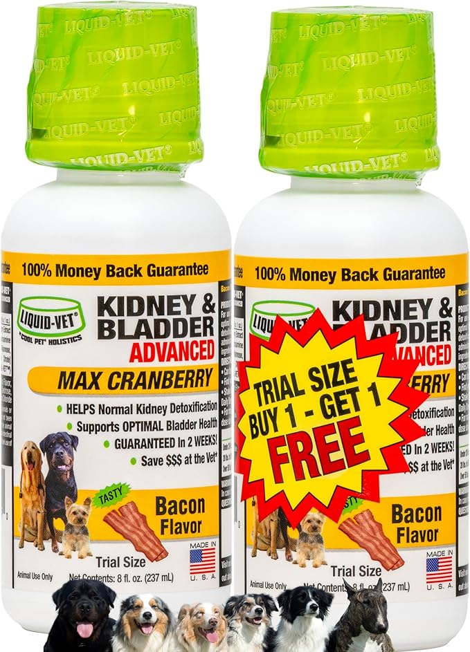 Premium Easy to Dose Liquid for All Dogs with Cranberry & D-Mannose: Comprehensive Dog Formula for Kidney & Bladder Support