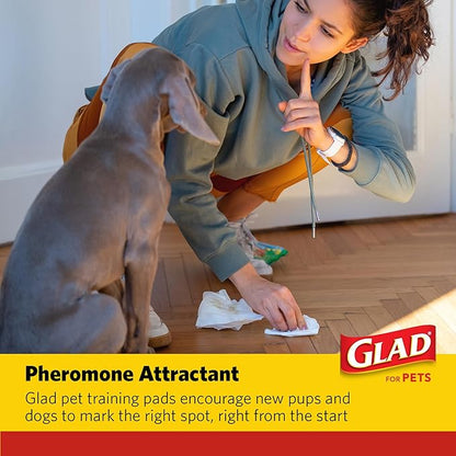 Glad for Pets Activated Carbon Dog Training Pads with Anti-Microbial Technology, Odor Eliminator Pee Mats for Dogs, 6-Layer Leak-Proof Heavy Duty Indoor Puppy Potty Pads, 23 x 23 Inches, 30 Ct - 6 Pk