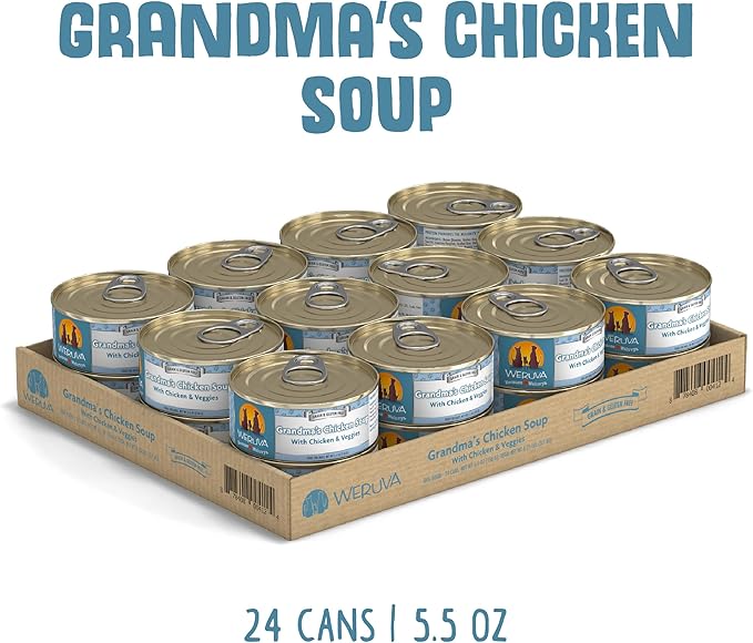 Weruva Classic Dog Food, Grandma's Chicken Soup with Chicken Breast & Veggies, 5.5oz Can (Pack of 24), Blue (4124)