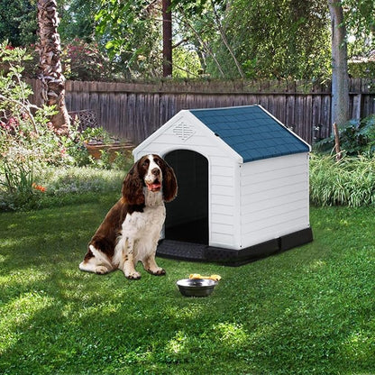BestPet Dog House Indoor Outdoor Insulated Kennel Durable Plastic Dog House for Small Medium Large Dogs Weather & Water Resistant Pet Crate with Air Vents and Elevated Floor