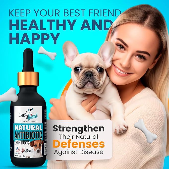 Natural Antibiotics for Dogs Without Vet Prescription – Dog Antibiotics for Infection, Cough, UTI, Allergies – Dog Itching Skin Relief Supplement – Bacon Flavor (2 oz)
