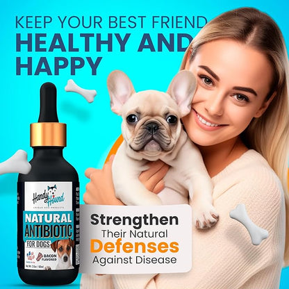 Natural Antibiotics for Dogs Without Vet Prescription – Dog Antibiotics for Infection, Cough, UTI, Allergies – Dog Itching Skin Relief Supplement – Bacon Flavor (2 oz)