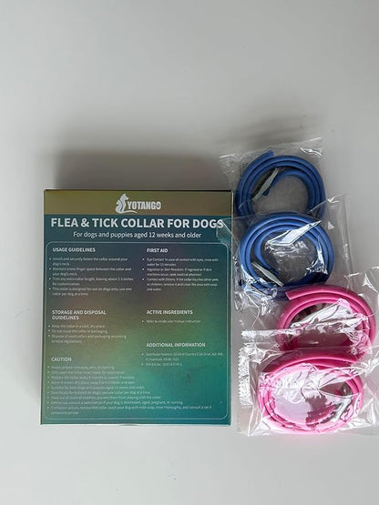 YOTANGO 4 Pack Flea Collar for Dogs, Dog Flea Collar Waterproof, 32 Months Prevention, Dog Fleas and Tick Treatment, Adjustable Fleas and Tick Protection for Dogs Puppy(Blue & Pink)