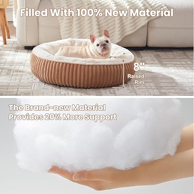 30 inches Donut Dog Bed for Medium Dogs,Calming Round Pet Bed with Removable Cover,Washable Milk Plush Faux Fur, Fits Pets up to 30 lbs(Mocha,Medium)
