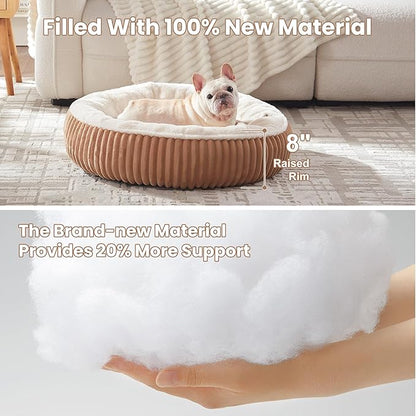 30 inches Donut Dog Bed for Medium Dogs,Calming Round Pet Bed with Removable Cover,Washable Milk Plush Faux Fur, Fits Pets up to 30 lbs(Mocha,Medium)