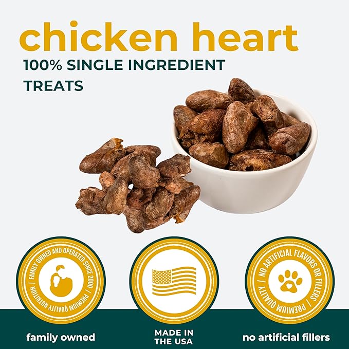 Momentum Carnivore Nutrition Freeze-Dried Chicken Heart Dog Treats & Cat Treats – Single-Ingredient, High-Protein, Grain-Free, Naturally Nutrient-Rich – Made in USA – 3.5 oz Bag