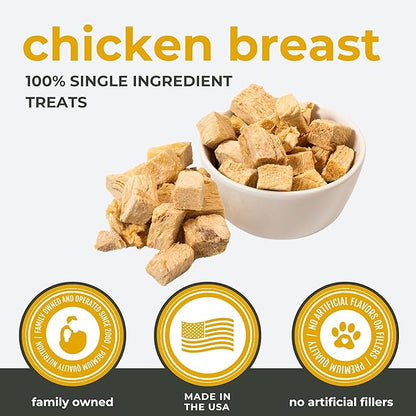 Momentum Carnivore Nutrition Freeze-Dried Chicken Breast Dog Treats & Cat Treats – Single-Ingredient, High-Protein, Grain-Free, Lean & Easily Digestible – Made in USA – 3 oz Bag