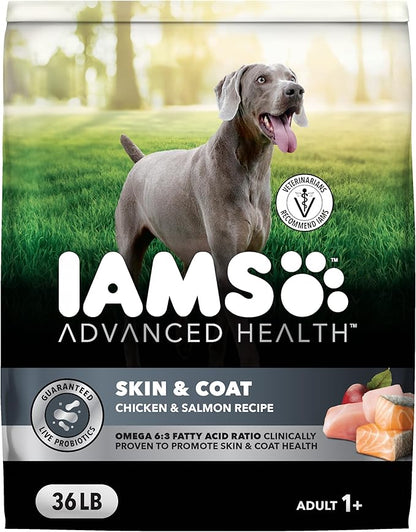 IAMS Advanced Health Skin & Coat Dry Dog Food, Adult Dog Food Dry Chicken and Salmon Recipe, 36 lb. Bag