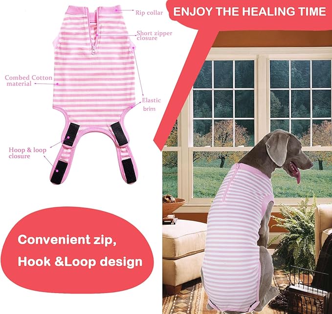 Recovery Suit for Dogs,Dog Cone Alternative Zipper Surgery Suit Female Spay,Soft Dog Surgery Suit for Anti Licking,Breathable Surgical Suit for Dogs Female Spay
