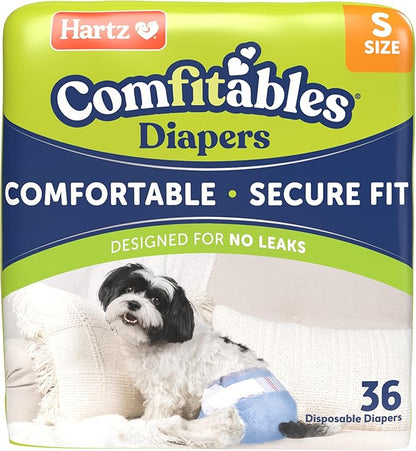 Hartz Disposable Dog Diapers, Size S 36 count, Comfortable & Secure Fit, Easy to Put On