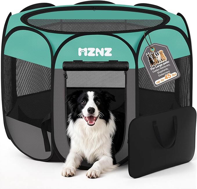 Dog Playpen, Portable Puppy Pet Crate Indoors for Small/Medium/Large Dogs Cats Rabbits, Foldable Dog Cage Enclosure for Outdoor, Pop Up Dogs Tent Kennel with Carrying Case, Blue