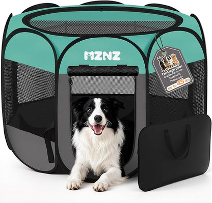 Dog Playpen, Portable Puppy Pet Crate Indoors for Small/Medium/Large Dogs Cats Rabbits, Foldable Dog Cage Enclosure for Outdoor, Pop Up Dogs Tent Kennel with Carrying Case, Blue