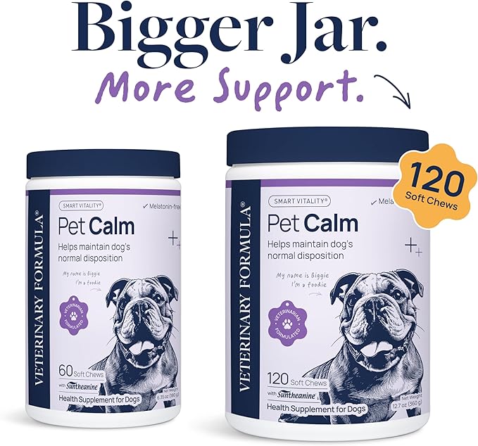 Veterinary Formula Pet Calm 120ct – Vet-Formulated Calming Chews for Dogs with L-Theanine, L-Tryptophan for Behavior Support, Relaxation Treats, Puppy Chews for Stressful Situations, Dog Calming Aid