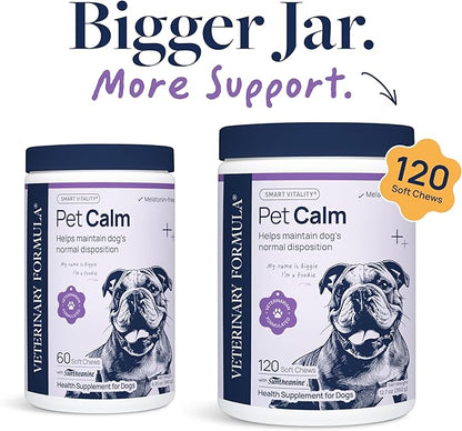 Veterinary Formula Pet Calm 120ct – Vet-Formulated Calming Chews for Dogs with L-Theanine, L-Tryptophan for Behavior Support, Relaxation Treats, Puppy Chews for Stressful Situations, Dog Calming Aid