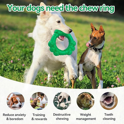 Indestructible Dog Chew Toys for Aggressive Chewers, Super Dog Chewer Toys for Medium Large Dogs, Interactive Dogs Ring Toy, Heavy Duty Teething Toys