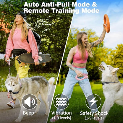 PaiPaitek No-Pull Dog Training Collar with Remote - Automatic Anti-Pull Sensor with 3 Training Modes (Beep/Vibration/Shock) for Effective Leash Training and Behavior Correction