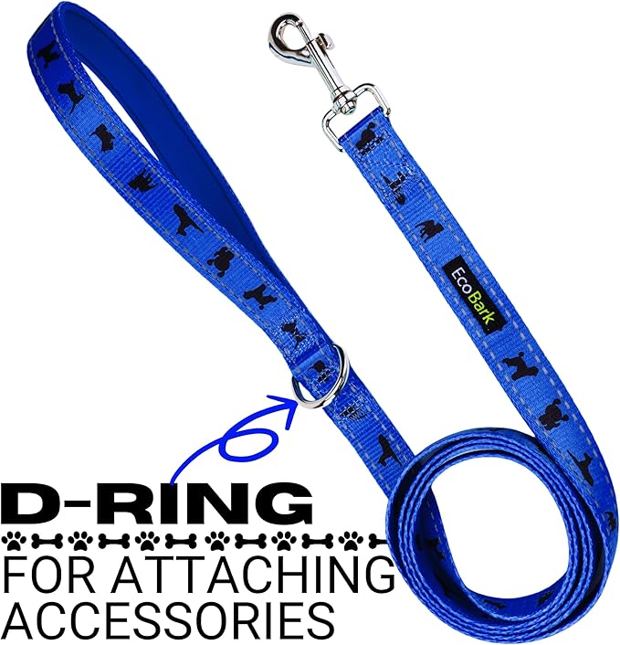 EcoBark Dog Leash - Soft & Reflective Comfort Leash with Padded Handle - Safe, Strong, & Durable for Small, Medium or Large Dogs (Royal Blue)