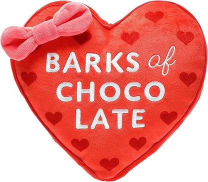 Pearhead Valentine’s Day Plush Dog Toy – Barks of Chocolate Box Squeaky & Crinkle Stuffed Dog Toy, Interactive for Dogs