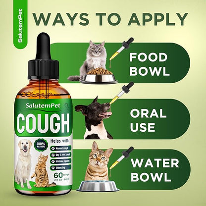 Kennel Cough Medicine for Dogs & Cats – Kennel Cough Treatment Helps with Allergies & Sneezing – Herbal Supplement with Mullein Leaf, Angelica Root, Calendula Breeds – 2 Oz