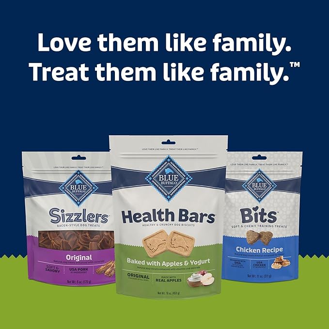 Blue Buffalo Health Bars Crunchy Dog Biscuits, Oven-Baked with Natural Ingredients, Apples & Yogurt, 16-oz Bag