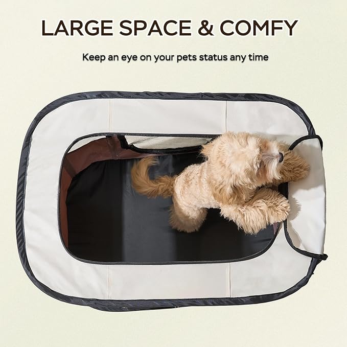 Portable Foldable Pet Playpen Collapsible Crates Kennel Playpen for Dog cat and Rabbit &Travel playpen Outdoor or Indoor (Large（35.4" L x 27.6" W x 23.6" H）, Brown)
