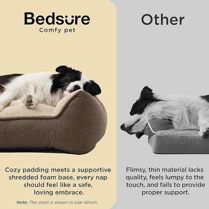 Bedsure SupportMax™ XL Plus Orthopedic Dog Beds Large Sized Dog - As Seen on TV Extra Thick Supportive Dogs Couch with Waterproof Washable Cover, Jumbo Comfort Pet Sofa with Soft Sherpa, Brown, 48"