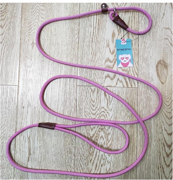 BTINESFUL 7ft Slip Lead Dog Leash, 1/4" Nylon Rope Dog Training Leash for Small Medium Dogs No-Pull Walking, Behavior Training, 14+ Colors