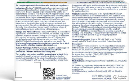 NexGard® Combo (esafoxolaner, eprinomectin, and praziquantel Topical Solution) Flea and Tick Protection Plus Heartworm Disease Preventive for Cats, 5.6-16.5 lbs. (Yellow Box) 6 Doses (6 Month Supply)
