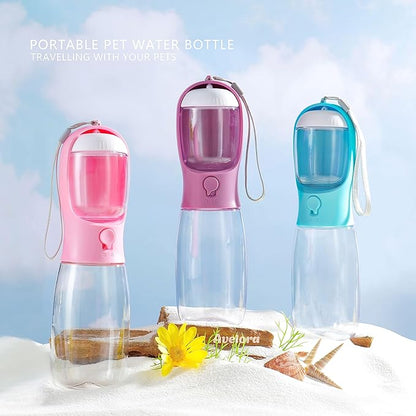 Dog Water Bottle with Food Container, Portable Leak Proof Pet Water Dispenser for Walking Hiking Travel, Puppy Essentials Accessories for Small Large Dogs, Dog Gifts (10oz/15oz/19oz)