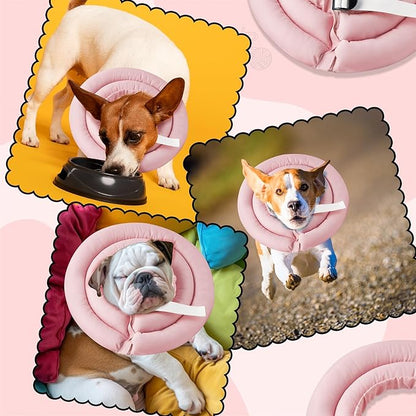Soft Dog Cone Collar - Adjustable Recovery Cone for Small Dogs After Surgery to Stop Licking, Waterproof Elizabethan Protective Neck Donut Collar Alternative for Pet Cat Puppy (Pink, S)