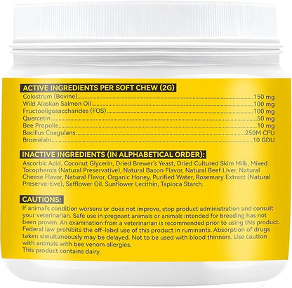 Allergy & Itch for Dogs | Daily Support for Itchy Skin, Immune Health & Seasonal Allergies from Colostrum, Bee Propolis + Probiotics | 150 Soft Chews
