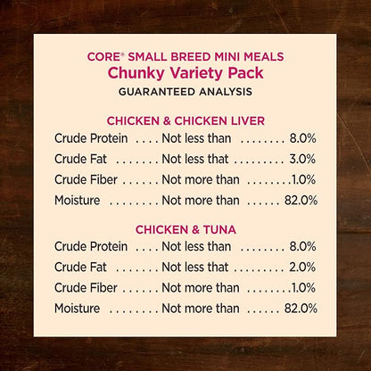 Wellness CORE Small Breed Mini Meals Chunky Variety Pack Adult Wet Dog Food, Grain Free, Natural, 3 oz, Pack of 12